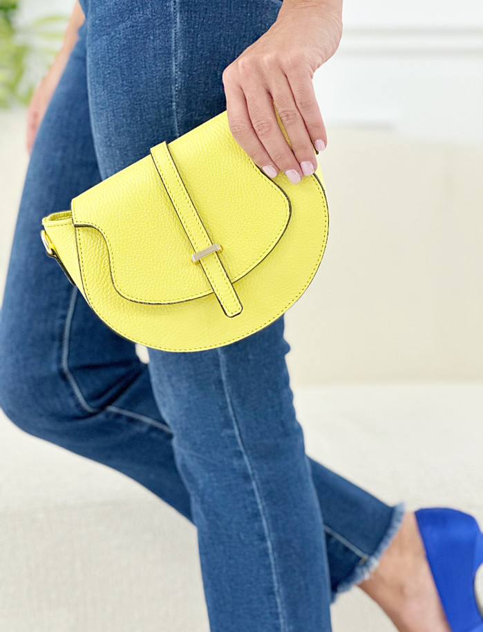 Bolso saddle amarillo limon