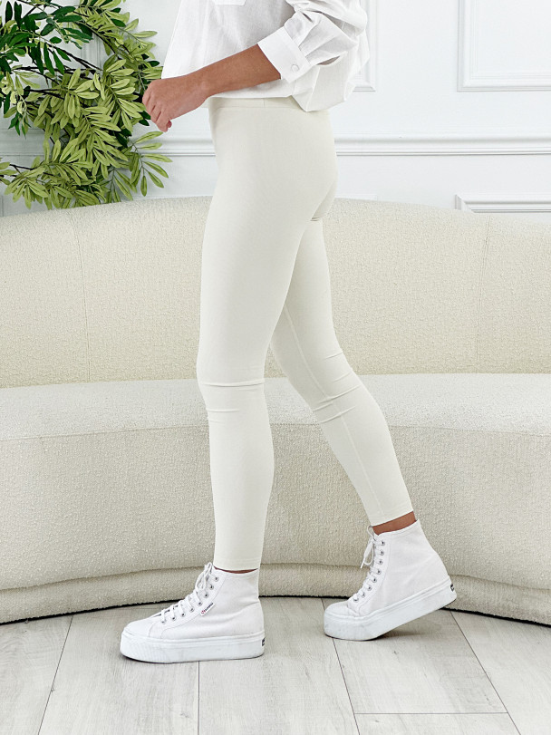 Off-White Cotton Rib Leggings
